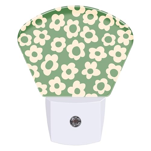 Image of Night Light Vintage Groovy Flowers Plug-in LED Dusk-to-Dawn Sensor Soft Night Lamp,Suitable for Home Bedroom Bathroom Hallway Stairs