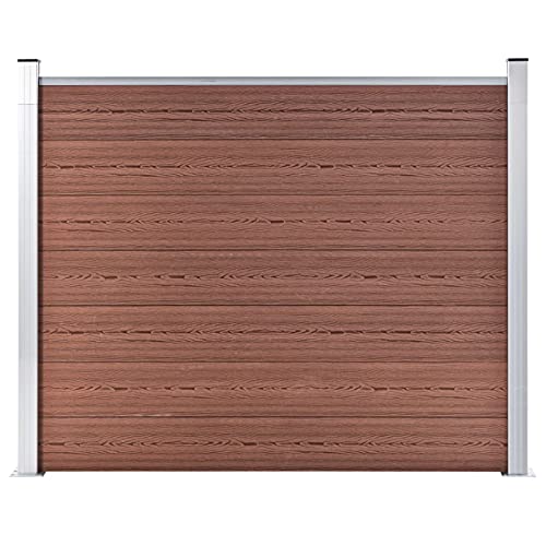 IKAYAA WPC-Sichtschutz, Sichtschutz-Zaun 180 x 146 cm, Steckzaun, Sichtschutz Zaun WPC, Sichtschutz Komplettset, Gartenzaun Holz, Braun