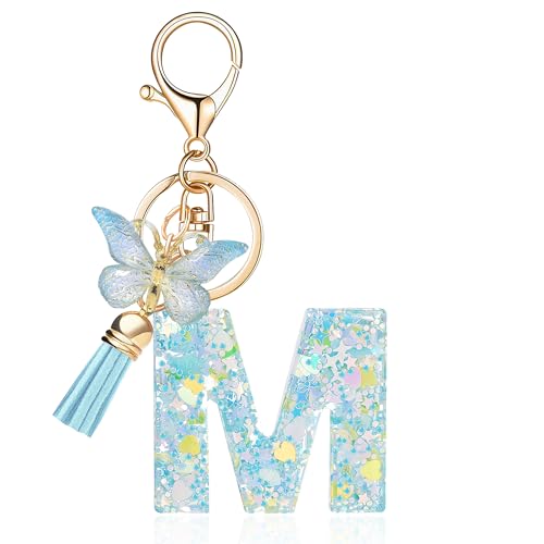 OKAICEN Fashion Alphabet Initial Letter Keychains for Women Butterfly Pendant