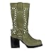 WINDBXYB Studded Buckle Western Boots, Suede Mid - Calf Cowboy Boots, Chunky Heel Fashion Booties