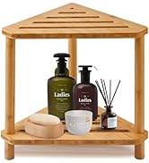 Bamboo Corner Shower Stool,2-Tier Waterproof Shower Stool for Inside Shower Shaving Leg,Small Spa...