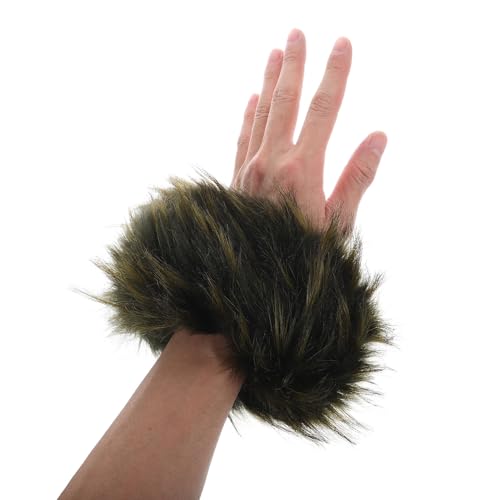Calentadores de muñeca de pelo verde militar con mangas protectoras 3