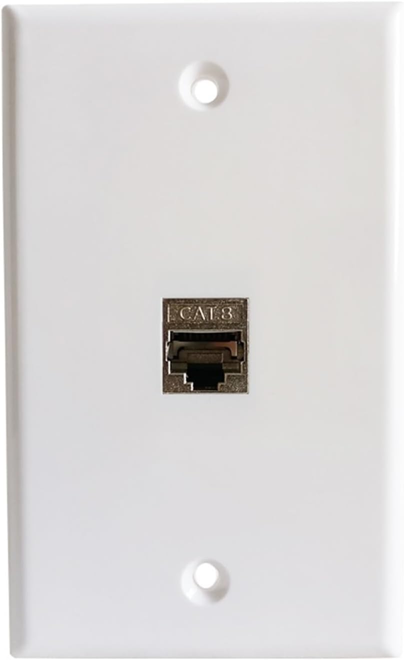 CAT.8 RJ45 Wall Plate with CAT8 Jack LAN for 40GB Network Socket (White)