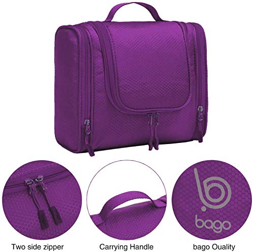 Bago Travel Toiletry Bag For Women And Men - Large Waterproof Hanging Toiletry Bag For Bathroom And Travel Bag For Toiletries Organizer (Purple) #TOP1