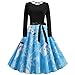 Produktbild YBWZH Weihnachtskleider Damen Elegant Weihnachten Kleid Mode Frauen Frohe Vintage Spitze Abendkleid Christmas Kleid Weihnachtsmann Print 1950er Jahre Hausfrau Abend Party Prom Kleid
