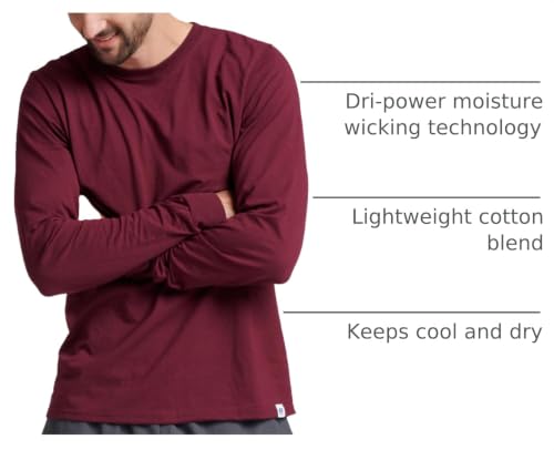 Image of Russell Athletic Men's Dri-Power Long Sleeve Tees, Moisture Wicking, Odor Protection, UPF 30+