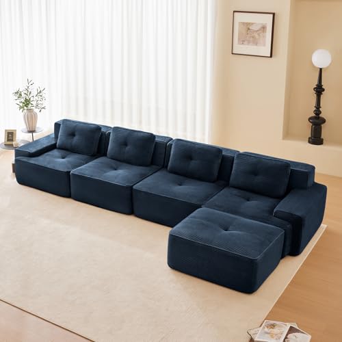 Image of Corduroy Modular Sectional Sofa, Oversized Cloud Couches for Living Room