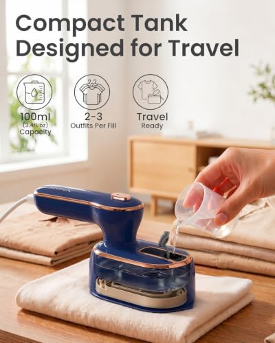 Image of Steamer for Clothes, Handheld Portable Iron Steamer, 2-in-1 Dry & Steam, 180 Rotatable Handle, 20s Fast Heat-Up, 970W Travel Steamer for Home & Travel, 120V Only