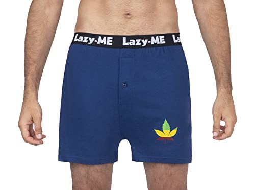 Lazy Me Men's Funny Novelty Boxer Shorts Humorous Underwear, Gag Gifts for Him, Navy - Light It, Size Large2