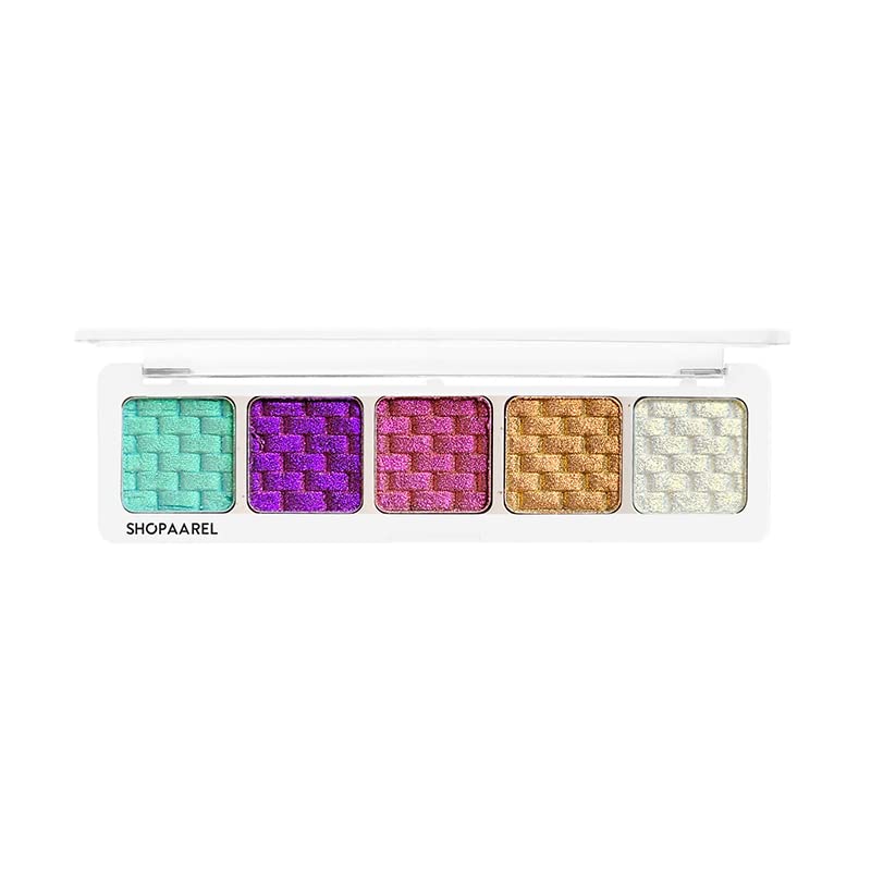Image of SHOPAAREL Sparkle 5 Color Eyeshadow Palette | Highly Pigmented Shimmer & Glitter Shades | Long Lasting, Blendable Eye Makeup | Compact Travel Friendly Eye Shadow Kit for Women (Crystal)