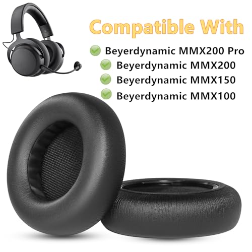 Earpads Cushions Replacement para Beyerdynamic MMX100 MMX150 MMX200 Pro | Almohadillas de memoria de alta densidad y cuero protein negro miniatura 2