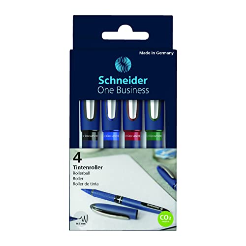 Stylos à bille Schneider RS183094 lot de 4 stylos noir rouge bleu vert écriture fine