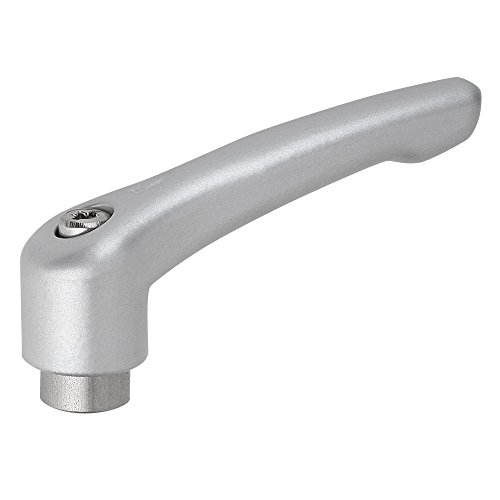 Image of Kipp 06451-1A03 Zinc Adjustable Handle with 10-24 inch Internal Thread, Modern Design Style, Stainless Steel Components, Inch, Silver Metallic Powder-Coated Finish, Size 1
