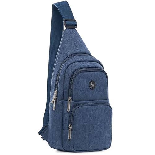 Bolsa de pecho para hombres OIWAS, bolso cruzado pequeño azul para viajes cortos