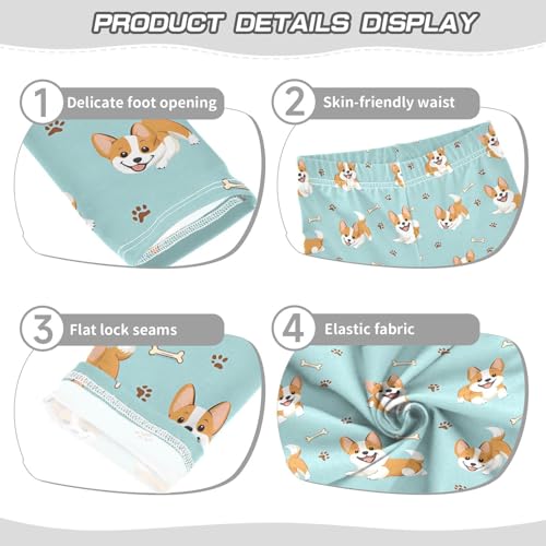 Cute Welsh Corgi Puppy Bones Girls Leggings Soft Stretch Workout Yoga Dance Pants for Kids Casual Tights3