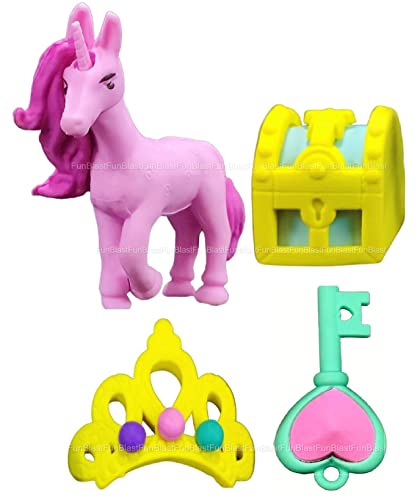 Image of FunBlast Unicorn Erasers - Retractable Eraser, Novelty Eraser Unicorn Themed Kawaii Erasers for Kid, Fancy Stationery Gift, Return Gift for Kids (Crown)