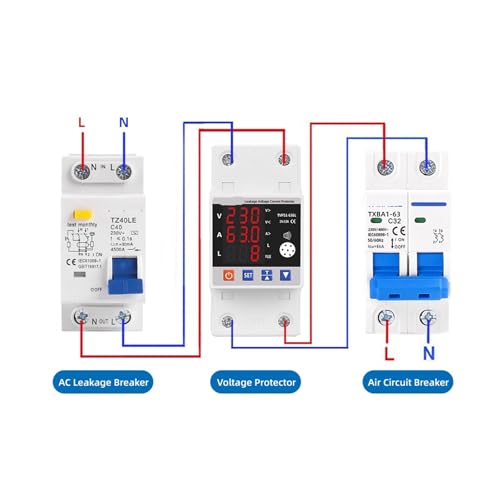 Relé de sobretensión 63A 230V con medidor de kWh y voltímetro digital para carril DIN 3