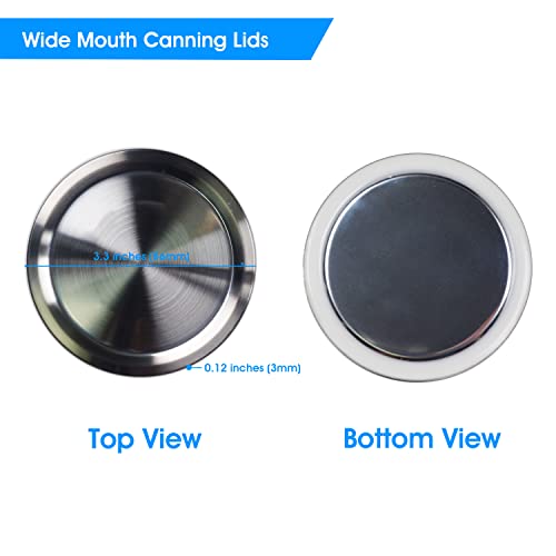 304 Stainless Steel Wide Mouth Canning Lids, Mason Jar Lids Special For Pressure Cooker, No Bulging & Buckled, Heavy Duty, Warp-Resistant (Wide/Regular Mouth) - 20 Pcs #TOP4