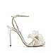 MissHeel Silver Rhinestone Heels for Women Flower Shoes for Wedding Stiletto Heels Sexy Sparkly High Heel Sandals with Ankle Strap Size 7