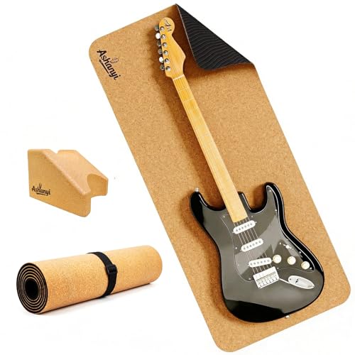 Ashanyi Cork Guitar Neck Rest and Work Mat Kit, Dual Height Guitar Neck Support, Non-Slip Cork & TPE Guitar Repair Mat, Luthier Maintenance Tool for Guitar Bass Ukulele Banjo Mandolin
