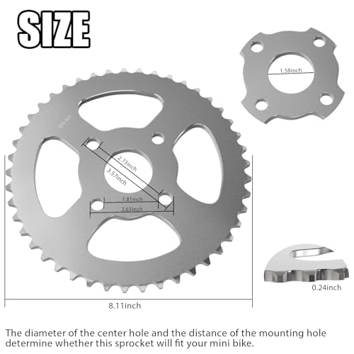 Image of JNDO Mini Bike Sprocket 420 Chain 50T Go Kart Rear Sprocket 40mm Bore Replacement for Coleman Bt200x Ct200u Trail 200 Ct200u-Ex Baja Warrior Heat Massimo Mb165 Mb200 196cc 5.5 6.5hp