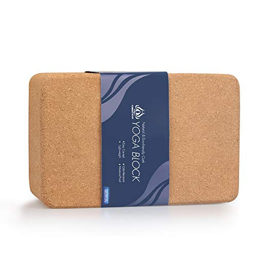 Forbidden Road Cork Yoga Block Yoga Brick 1 Pack to Support Back Bends and Select Standing (1 Cork Block Pack, 4 * 6 * 9 inch)