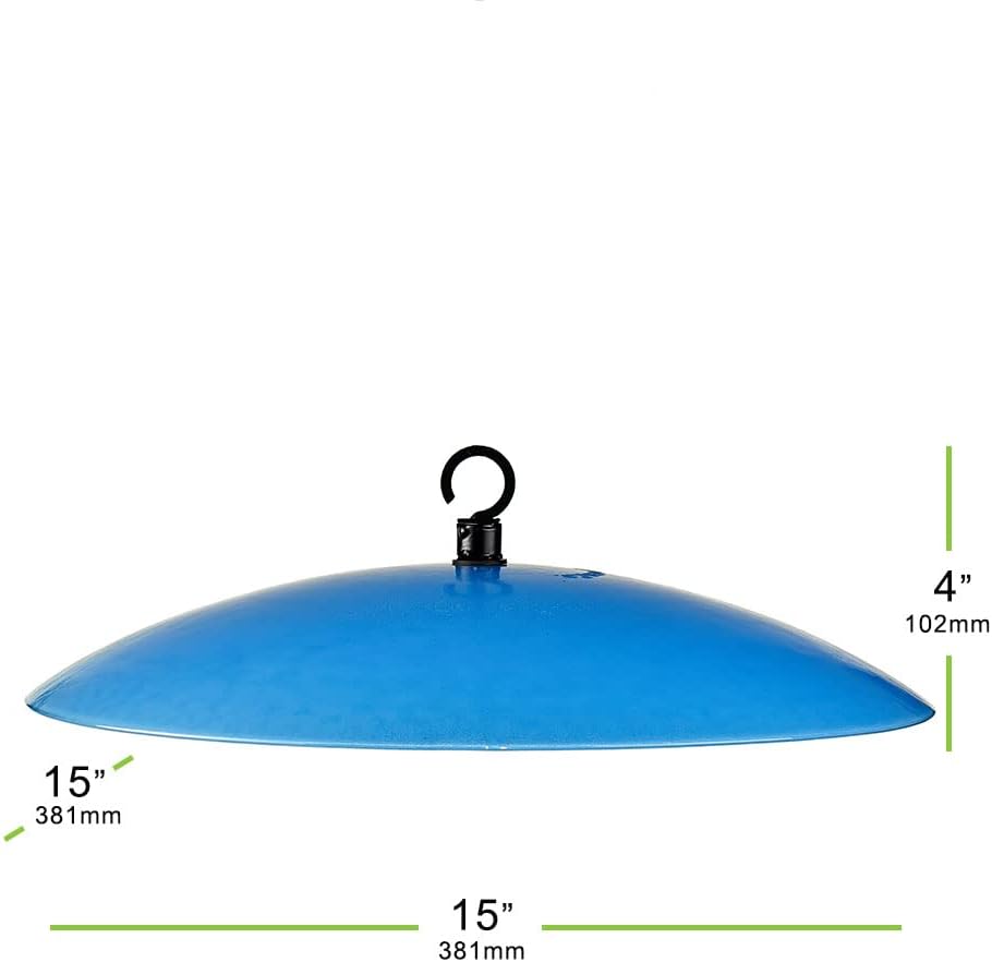 Yellow Recycled Glass Bird Feeder Dome, Hanging Weather Shield with Dual Hooks, Durable Outdoor Protection for Backyard Feeders, Blue