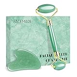 FACEMADE Gua Sha and Jade Roller, Guasha Massage Facial Tool for Eyes, Neck Body Skin Care, Beauty Natural Jade Stone for Relieving Wrinkles and Firming
