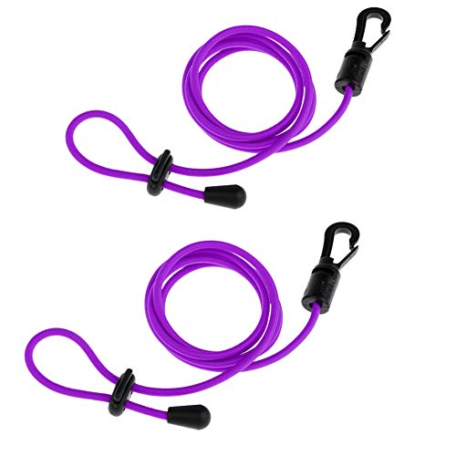 Inzopo Pack of 2 106cm/42inch Adjustable Strong Elastic Canoe Kayak Paddle Leash, Durable Safety Stretch Fishing Rod Pole Lanyard Cord