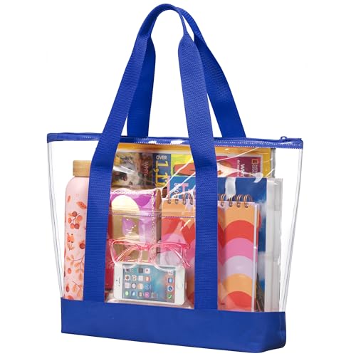 Image of Handy Laundry Clear Tote Bag - Zipper Closure, Long Shoulder Strap, Fabric Trimming.
