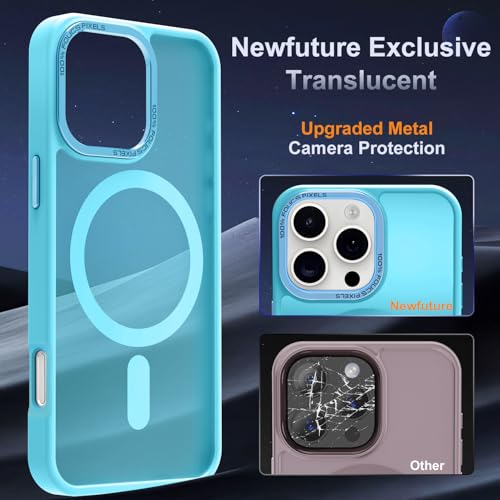 Newfuture for iPhone 16 Pro Case with Magnetic [13 FT Military Drop Protection] [Compatible with Magsafe] Matte Shockproof with Anti-Fingerprint Phone Case for Repair Kits,Lake Blue by Newfuture - Image 3