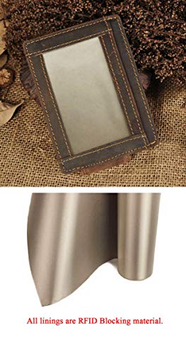 Image of Le'aokuu Genuine Leather Magnet Money Clip Credit Card Case Holder Slim Wallet