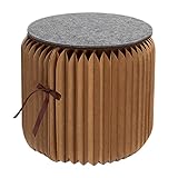 Hocker Aus Papier Faltbar, Rund Multifunktions Faltbare Papierhocker, Akkordeon Sitz Mit Auflage Aus Filz 28x32cm FüR Zuhause, BüRo, Schlafsaal,Braun,42cm