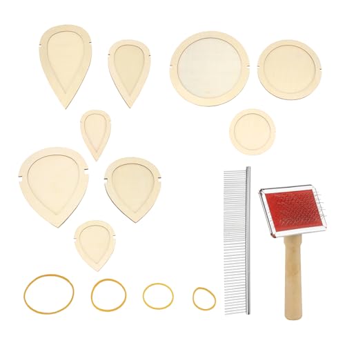 Macrame Leaf Cutting Molds and Comb Sets?Wood Leaf Teardrop and Round Macrame Cutting Molds, Wall Hanging Tool for Weaving, DIY Crafts Making (with 4 Sizes of Rubber Bands)