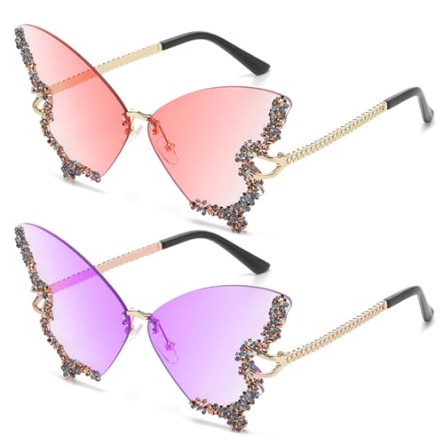HDGSAFD 2 Pièces Verres De Papillons, Verres Exquis En Diamant, Verres à La Mode Et Personnalisés, Verres Rétro Pour Femmes, Décoration Assortie De...