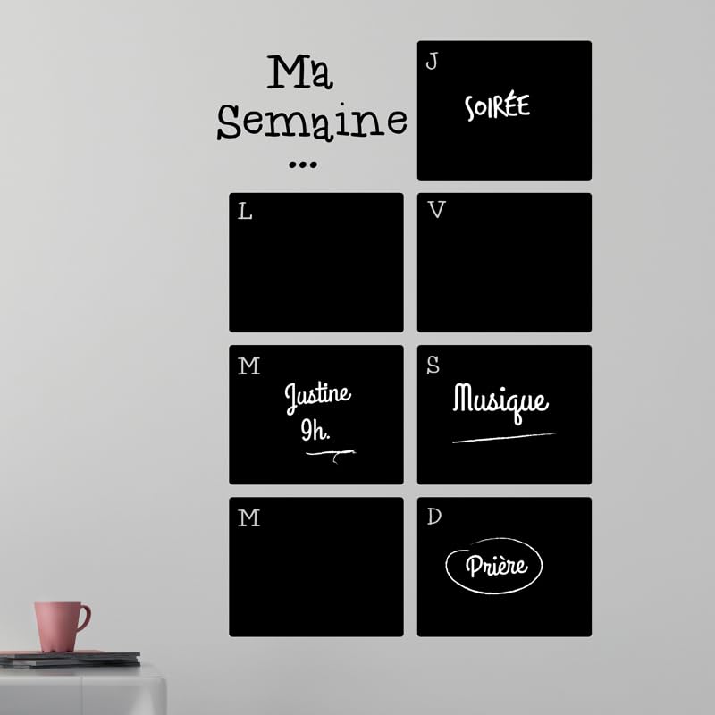 Ambiance Sticker Ardoise Tableau Noir - Stickers Muraux Adhésif Effaçable - MA Semaine À Venir -...