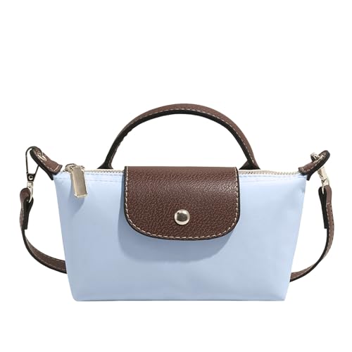 Generisch Mini Umhängetasche in Farbblockoptik für Damen, Small Crossbody Bag,Quadratische Klein Handtasche in Volltonfarbe mit Verstellbarem Riemen, Schultertasche(Hellblau)