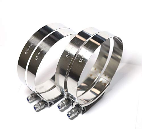 LTI Working Range 106mm-114mm T-Bolt Clamps High PSI Premium Quality Full 304 Stainless Steel Turbo Intercooler Hose For 4  ID Hose (4 Pack)