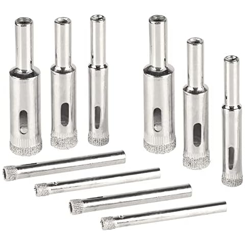 Mesee 10 Pieces Diamond Drill Bit Set, Diamond Hole Saw Hollow Core Drill Bits Extractor Remover Tools for Tile Ceramic Glass Marble Stone Brick - 5mm 6mm 8mm 10mm 12mm Cover