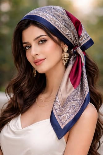 Image of Silk Head Scarf for Women - Luxury Satin Silk Hair Scarf, Soft Bandana Wrap for Sleeping, Hair Protection & Styling