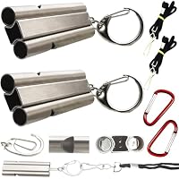 Lot De 4 Sifflets De Survie Double Fréquence 120 DB – Sifflet D’Urgence Avec Cordon Et Clip
