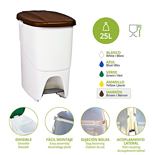 Image of Denox DEN104 Eco Pedalbin 25 litres, Brown, 393 x 270 x 420 mm