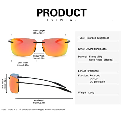 Image of Mens Sunglasses Polarized Frameless z87 Safety Sun Glasses For Women UV400 Anti Glare Mirror Mztrix Bex Sunglasses