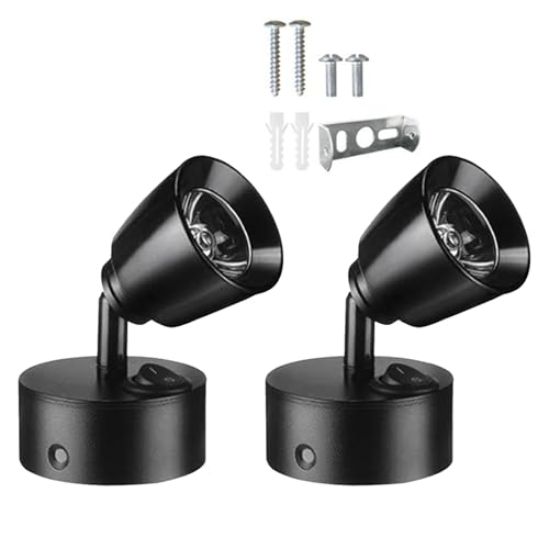 12V RV Reading Light with Switch,Up Down 180° Rotatable Left Right 360° Rotatable,3W RV Vanity Wall Sconce,Interior Light for RV Camper Trailer Motorhome Boat,DC12-24V,Warm Yellow,Black Finished,2Pcs