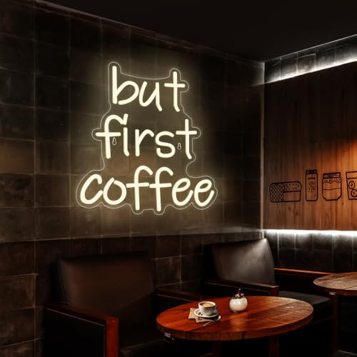 Image of But First Coffee Neon Sign- Coffee Bar Led Neon Sign for Business Neon Led Light Accessories Light Up for Wall Decor, USB Powered Bright Shop for Art Decor Party