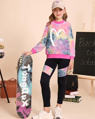 Image of Girls 2 Piece Outfits Kids Clothes Sets Sweatsuit Tracksuit Jogger Print Long Sleeve Sweatshirts Sweatpants 4-13Y