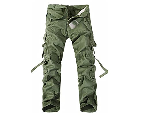 Pantalon Tactique Militaire Homme Cargo Large en Coton Vert avec Poches