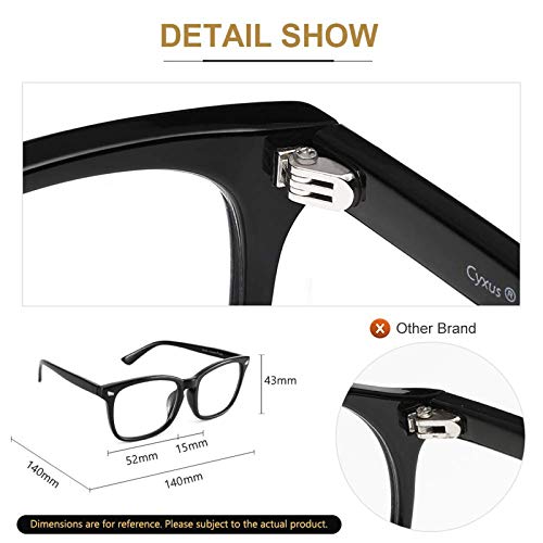 Cyxus Blue Light Filter Computer Glasses for Blocking Headache [Anti Eye Eyestrain] Transparent Lens Gaming Glasses, Unisex (Men/Women), Classic Black