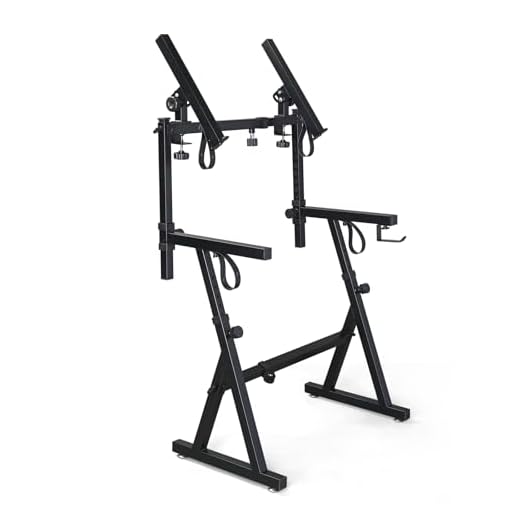 ShowMaven 2 Tier Piano Keyboard Stand - Z Style Heavy Duty Keyboard Stand, Adjustable and Portable Music Stand Fits for Digital Piano and Keyboard Pianos