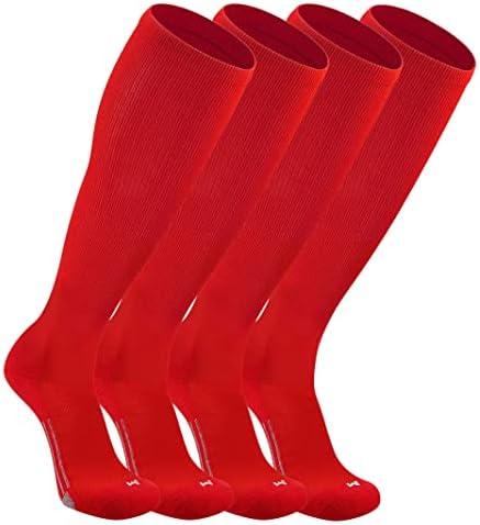 Youper Youth Baseball & Softball Socks Over The Calf Length (Red/Grey - 2 Pairs, Small)